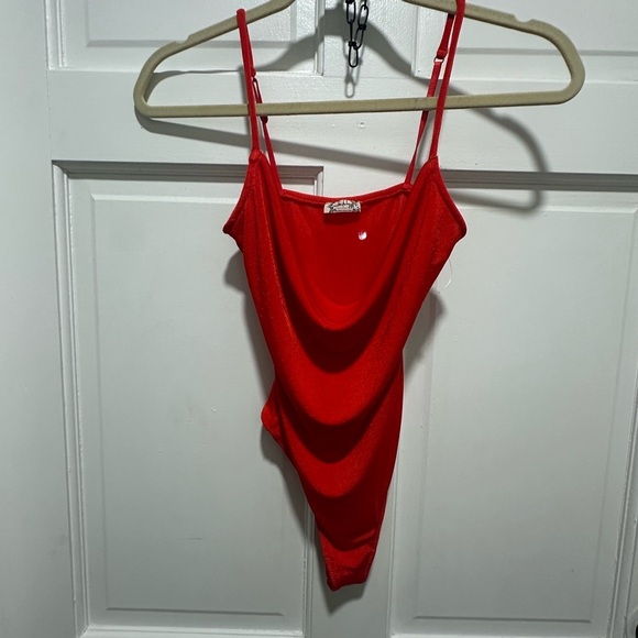 Free People Cowls in The Club Bodysuit Red Women’s Size XS Thong - Picture 2 of 7